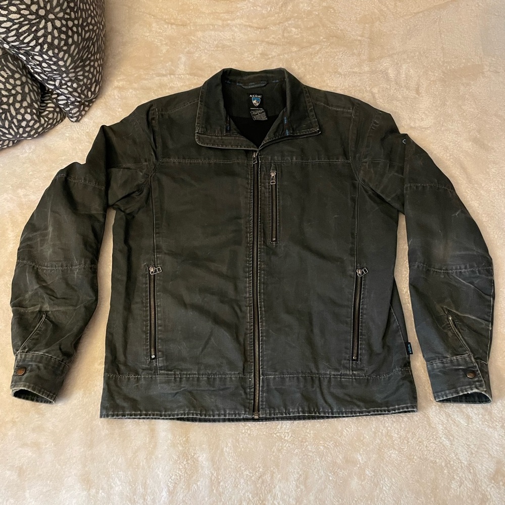 Kuhl Burr Vintage Patina Dye Canvas Jacket Fleece Lined - Mens Large